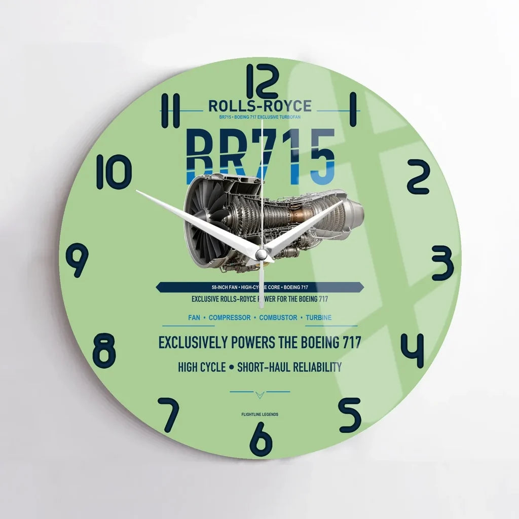 BR715 design on light green no frame wall clock