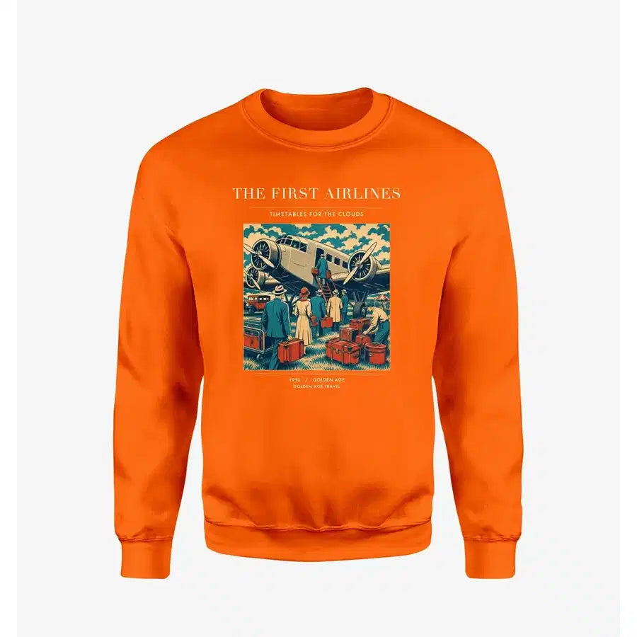 VINTAGE G4048 - The First Airlines - Designed Sweatshirts design on orange