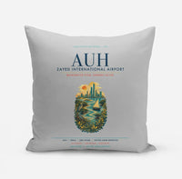 Thumbnail for Abu Dhabi Zayed International Airport (AUH) design on light gray pillow