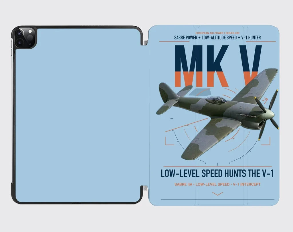 Hawker Tempest Mk V design on light blue ipad tablet case