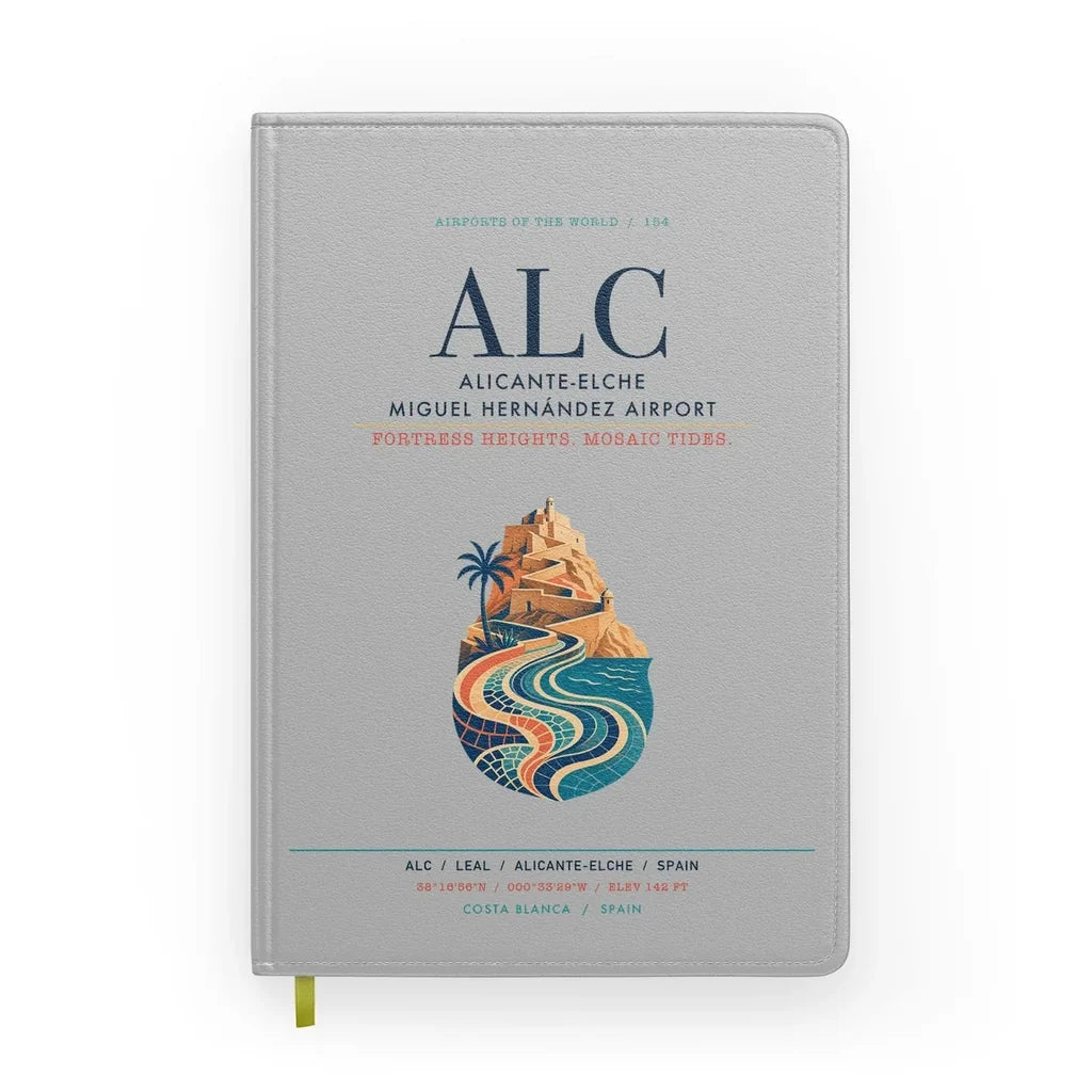 Alicante-Elche Miguel Hernandez Airport (ALC) design on light gray notebook
