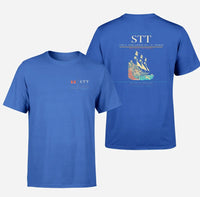 Thumbnail for Cyril E. King Airport (STT) design printed on blue double-side t-shirt