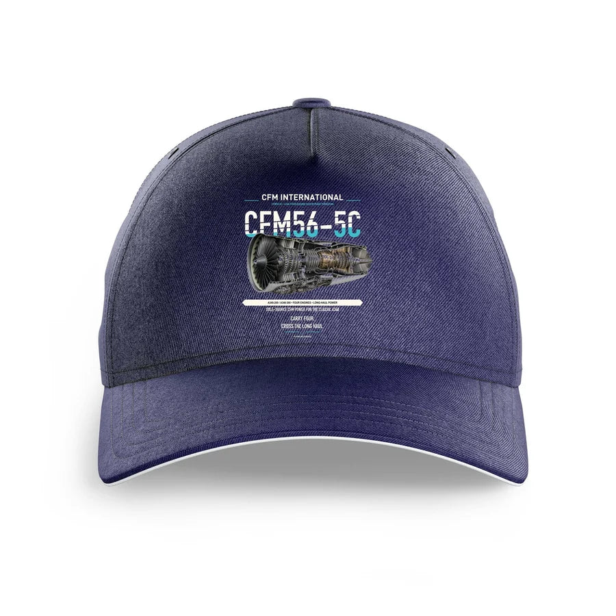 CFM56-5C design on dark blue printed hat