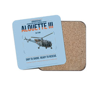 Thumbnail for Aérospatiale SA 316B Alouette III design on light blue 1 piece coaster