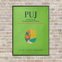 Thumbnail for Punta Cana International Airport PUJ vertical canvas print - framed - light green background
