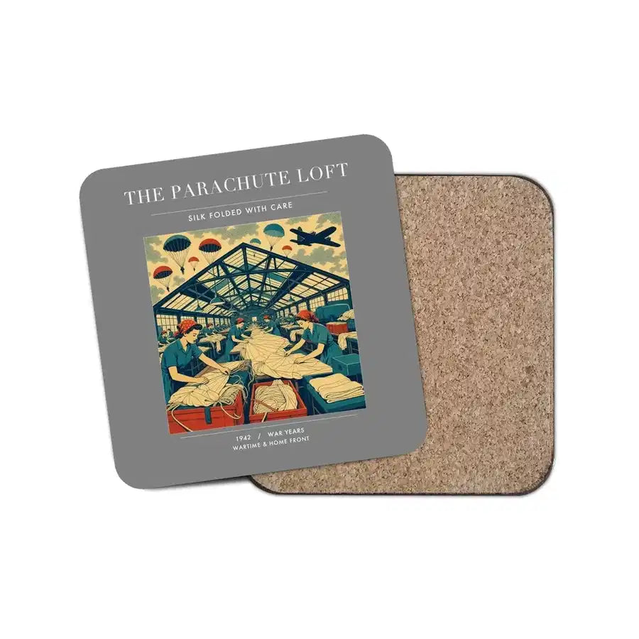 The Parachute Loft - Designed Coasters design on gray 1-piece