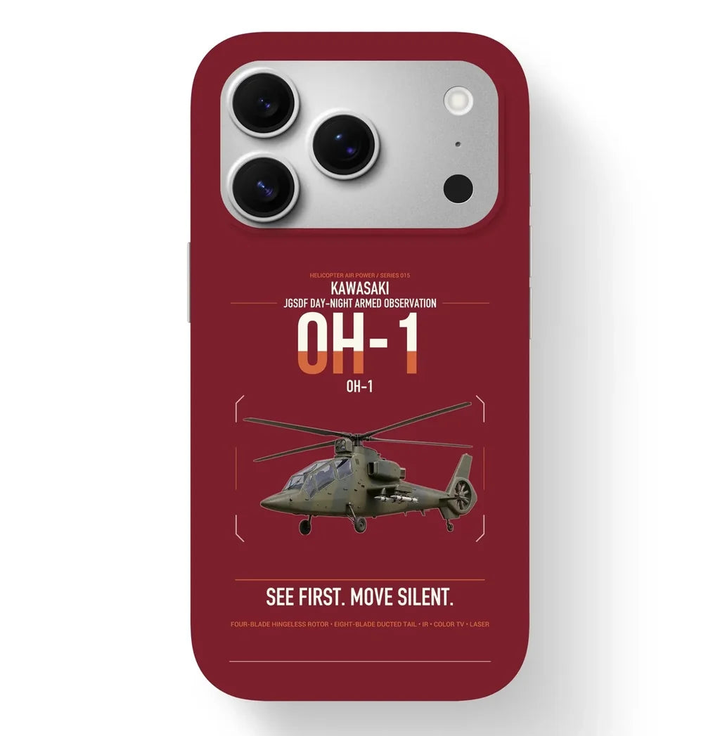 Kawasaki OH-1 design on dark red magsafe iphone case, for iPhone 17 Pro