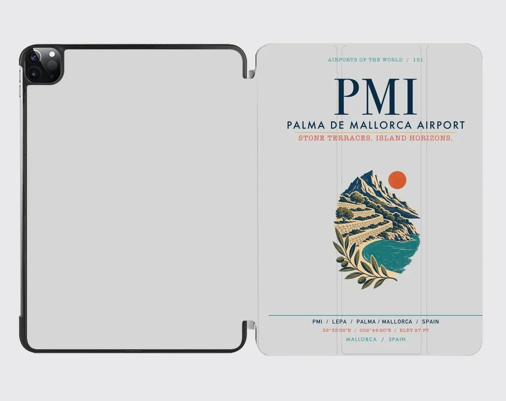 Palma de Mallorca Airport (PMI) design on light gray ipad tablet case