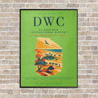 Thumbnail for Al Maktoum International Airport DWC vertical canvas print - framed - light green background