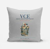 Thumbnail for Venice Marco Polo Airport (VCE) design on light gray pillow