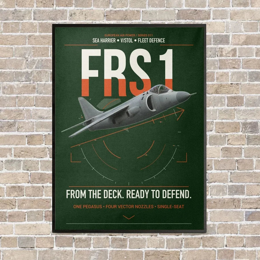 British Aerospace Sea Harrier FRS.1 vertical canvas print - framed - dark green background