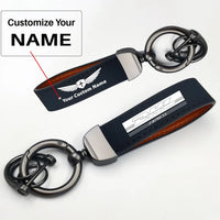 Thumbnail for DHL Aviation Horseshoe Buckle key chain, Navy Blue + Name