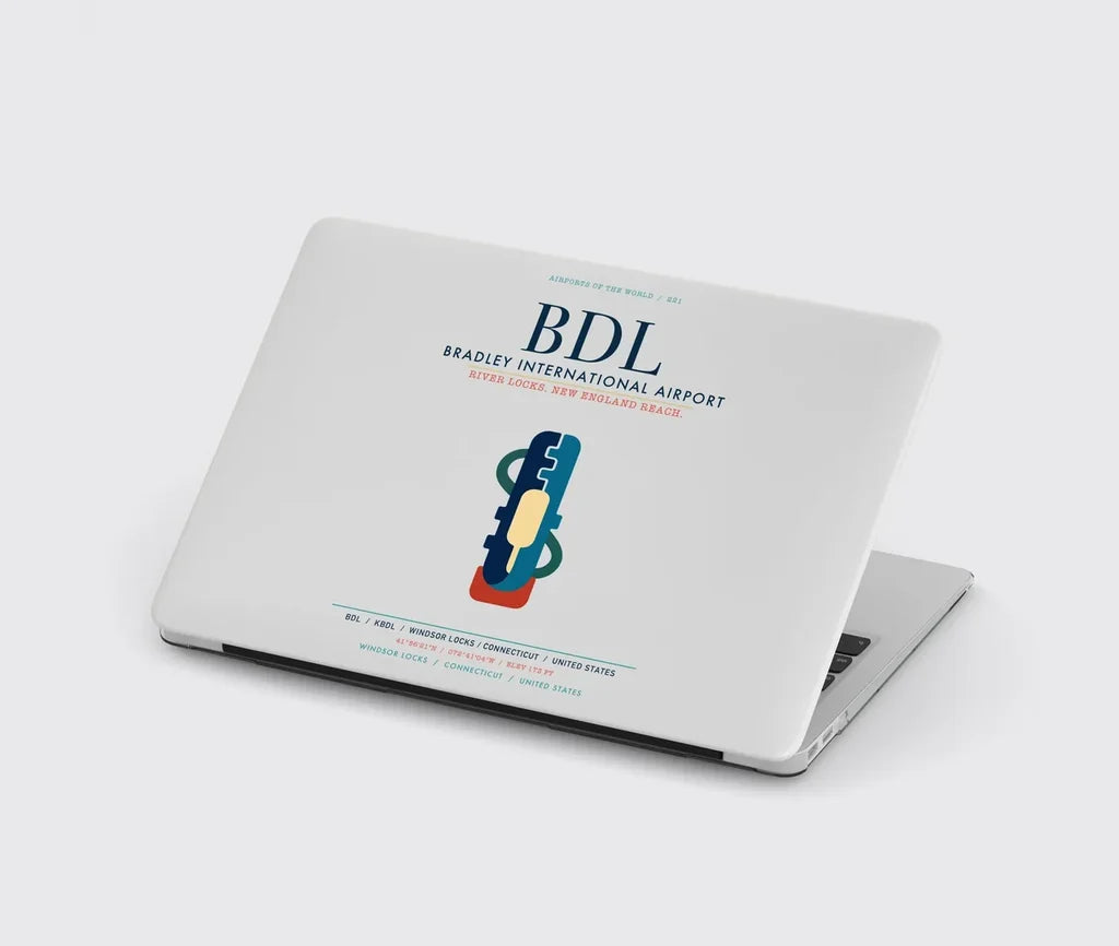 Bradley International Airport (BDL) design on light gray MacBook case