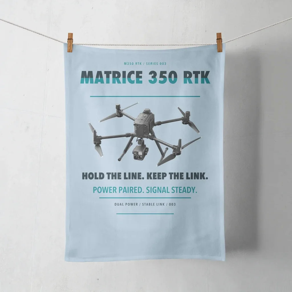 DJI Matrice 350 RTK design on light blue towel