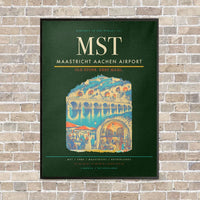 Thumbnail for Maastricht Aachen Airport MST vertical canvas print - framed - dark green background