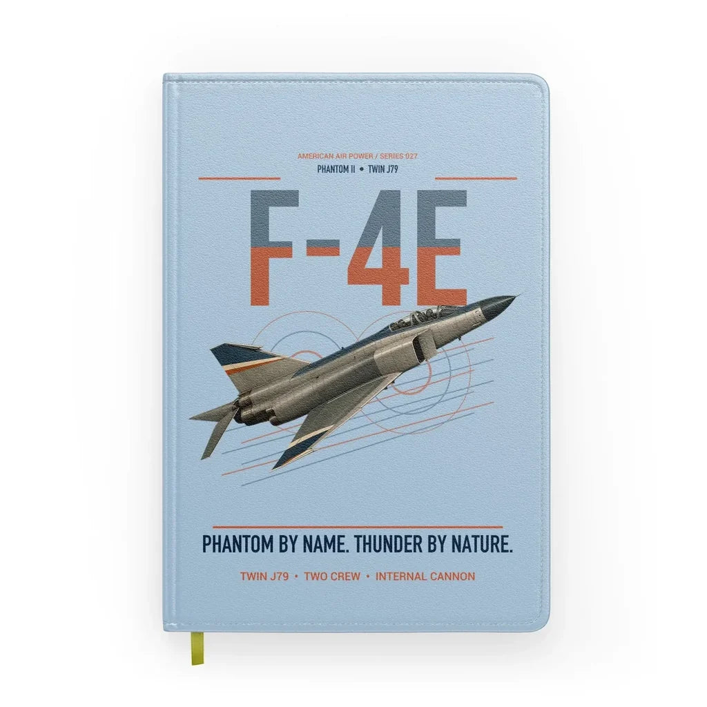 F-4E Phantom II design on light blue notebook