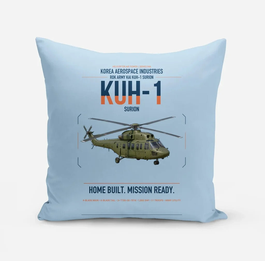 Korea Aerospace Industries KUH-1 Surion design on light blue pillow
