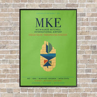 Thumbnail for Milwaukee Mitchell International Airport MKE vertical canvas print - framed - light green background