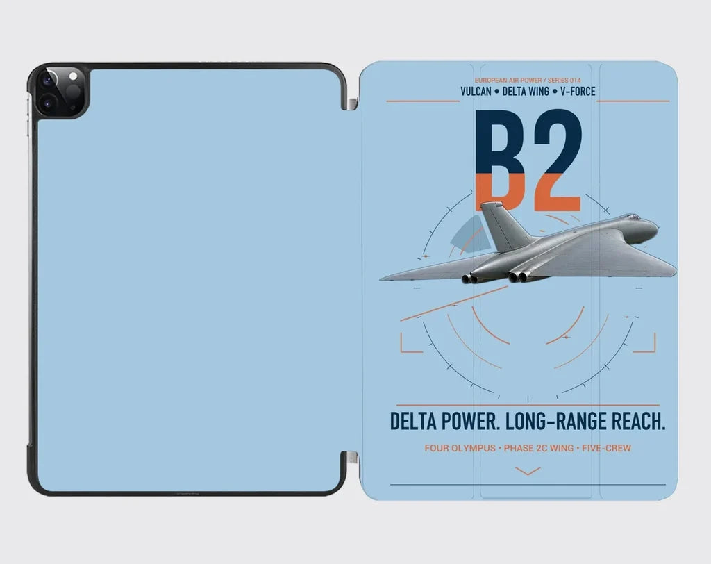 Avro Vulcan B2 design on light blue ipad tablet case