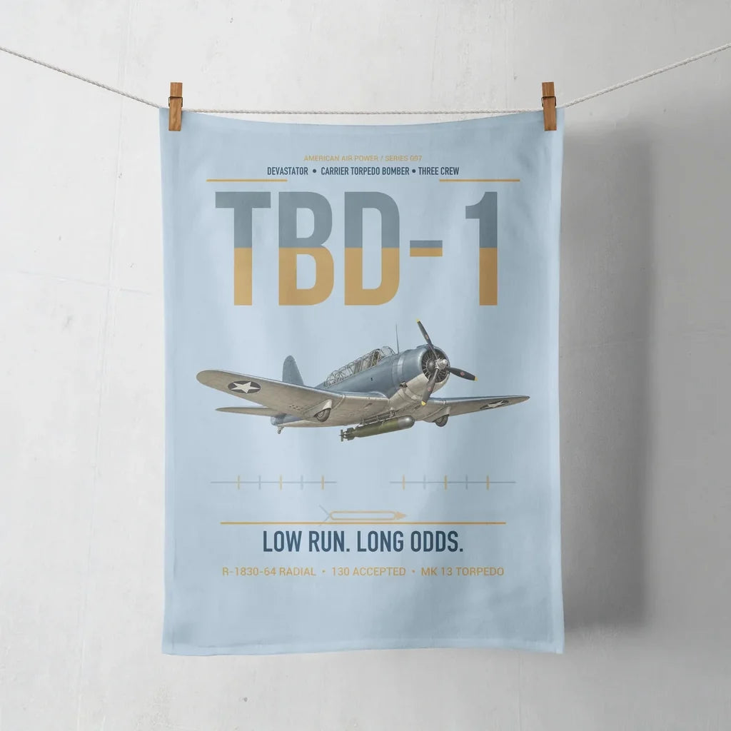 TBD-1 Devastator design on light blue towel