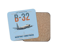 Thumbnail for B-32 Dominator design on light blue 1 piece coaster