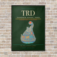 Thumbnail for Trondheim Airport, Vrnes TRD - Canvas Framed - Dark Green