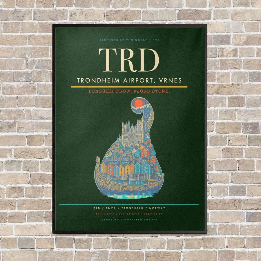 Trondheim Airport, Vrnes TRD - Canvas Framed - Dark Green