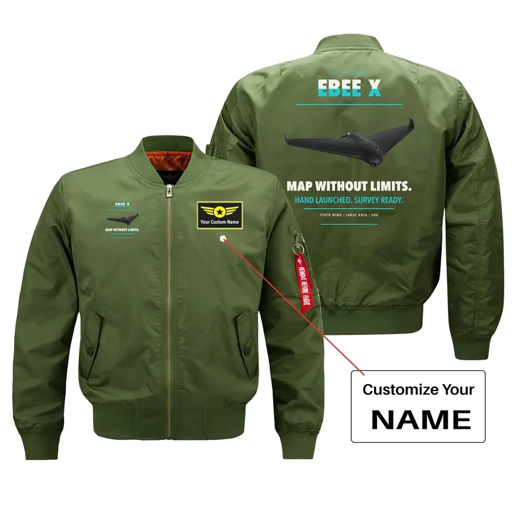 AgEagle eBee X design on green bomber with custom name badge
