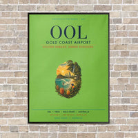 Thumbnail for Gold Coast Airport OOL vertical canvas print - framed - light green background