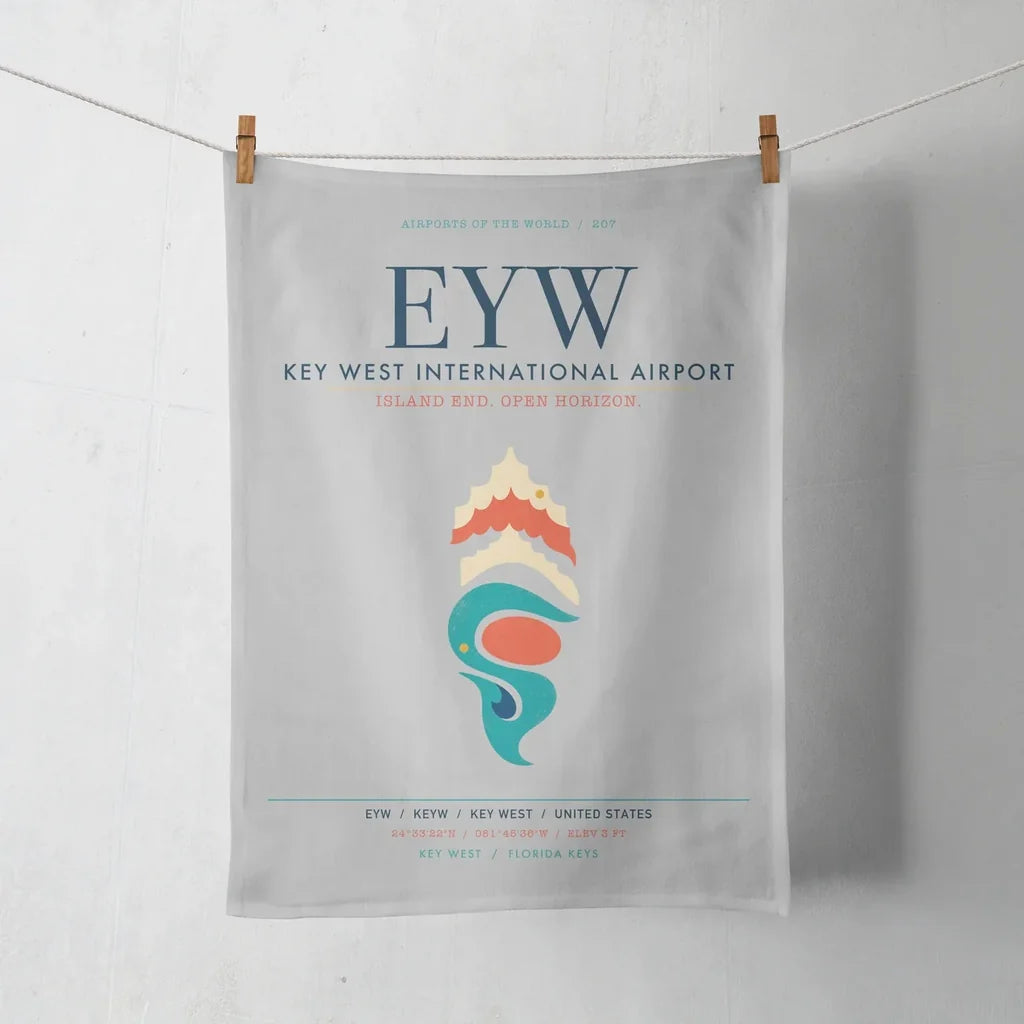 Key West International Airport (EYW) design on light gray towel