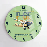 Thumbnail for Curtiss P-6E Hawk design on light green no frame wall clock