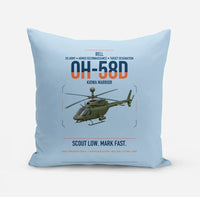Thumbnail for Bell OH-58D Kiowa Warrior design on light blue pillow