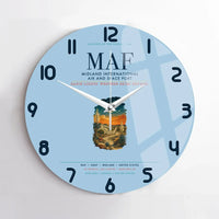 Thumbnail for Midland International Air and Space Port (MAF) design on light blue no frame wall clock