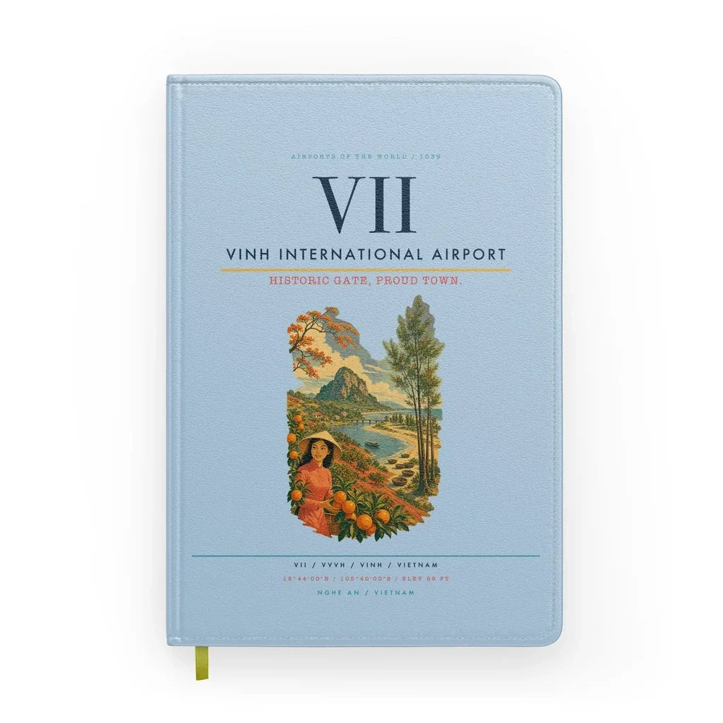Vinh International Airport (VII) design on light blue notebook
