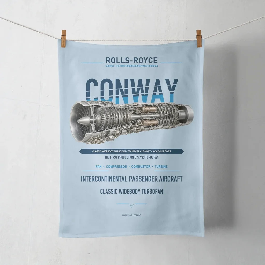 CONWAY design on light blue towel