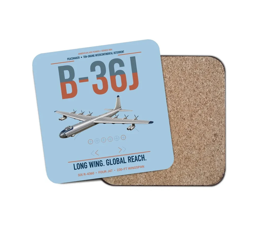 B-36J Peacemaker design on light blue 1 piece coaster