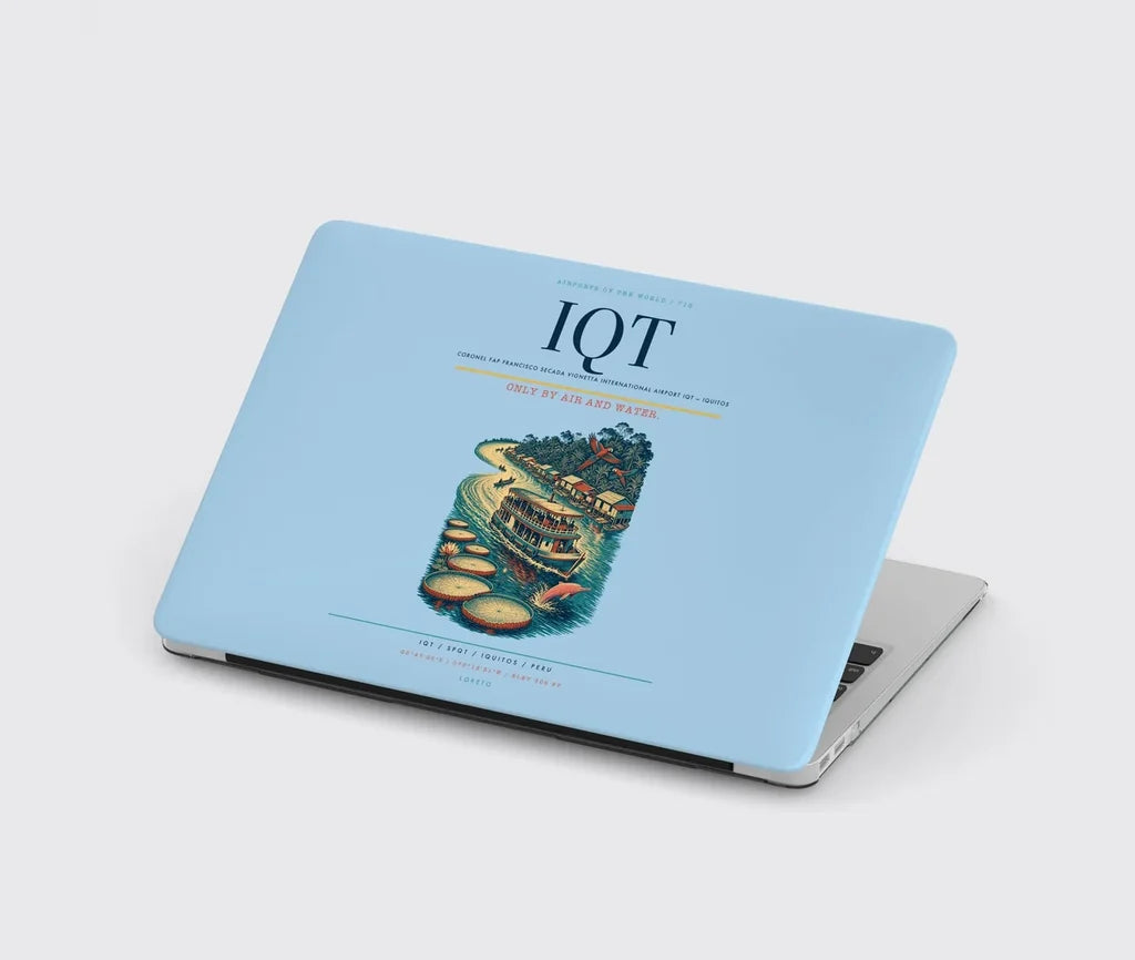 Coronel FAP Francisco Secada Vignetta International Airport (IQT) design on light blue MacBook case