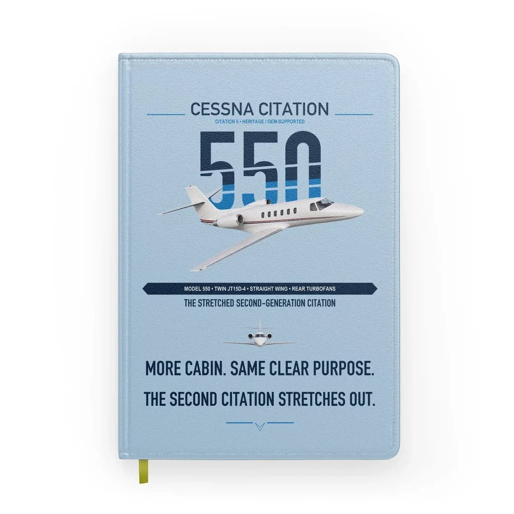 Cessna Citation 550 - Citation II design on light blue notebook