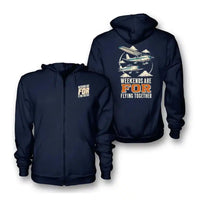 Thumbnail for SIGNAL 544 - Weekends Are For Flying Together - Zipped Hoodie design on navy blue zipped hoodie