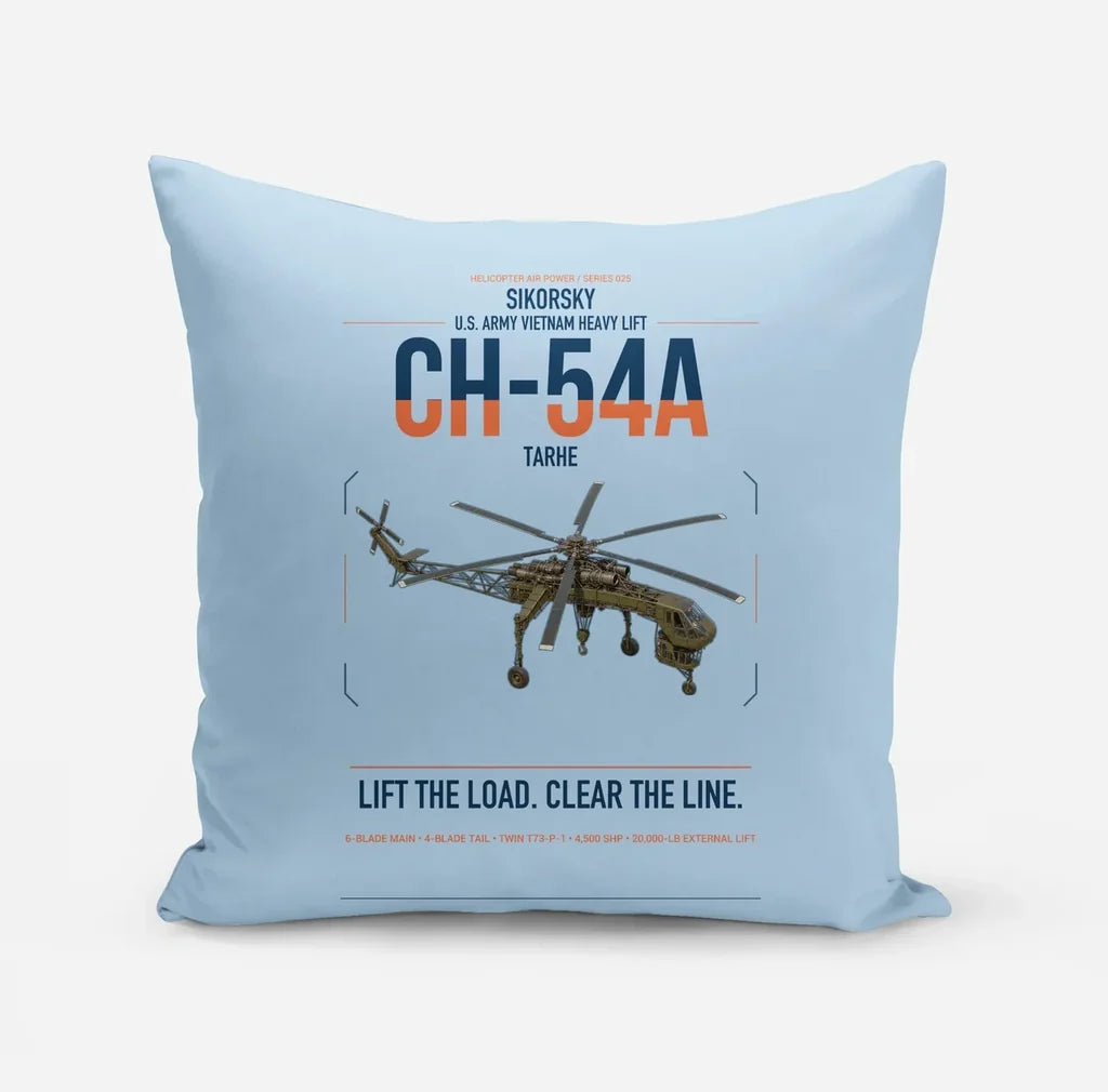 Sikorsky CH-54A Tarhe design on light blue pillow