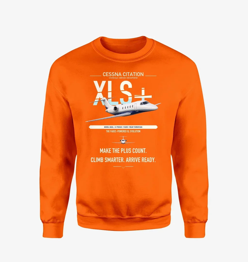 Cessna Citation XLSPlus design on orange sweatshirt