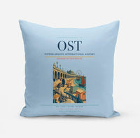Thumbnail for Ostend-Bruges International Airport (OST) design on light blue pillow