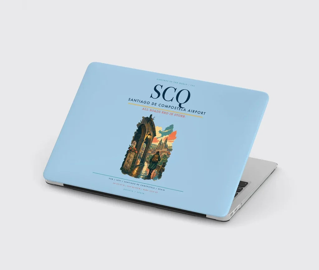Santiago de Compostela Airport (SCQ) design on light blue MacBook case