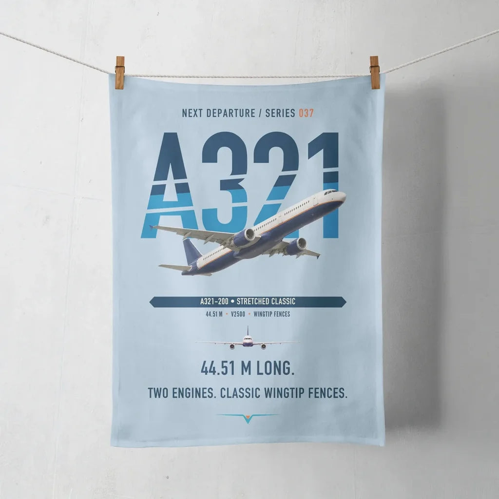 Airbus A321 design on light blue towel