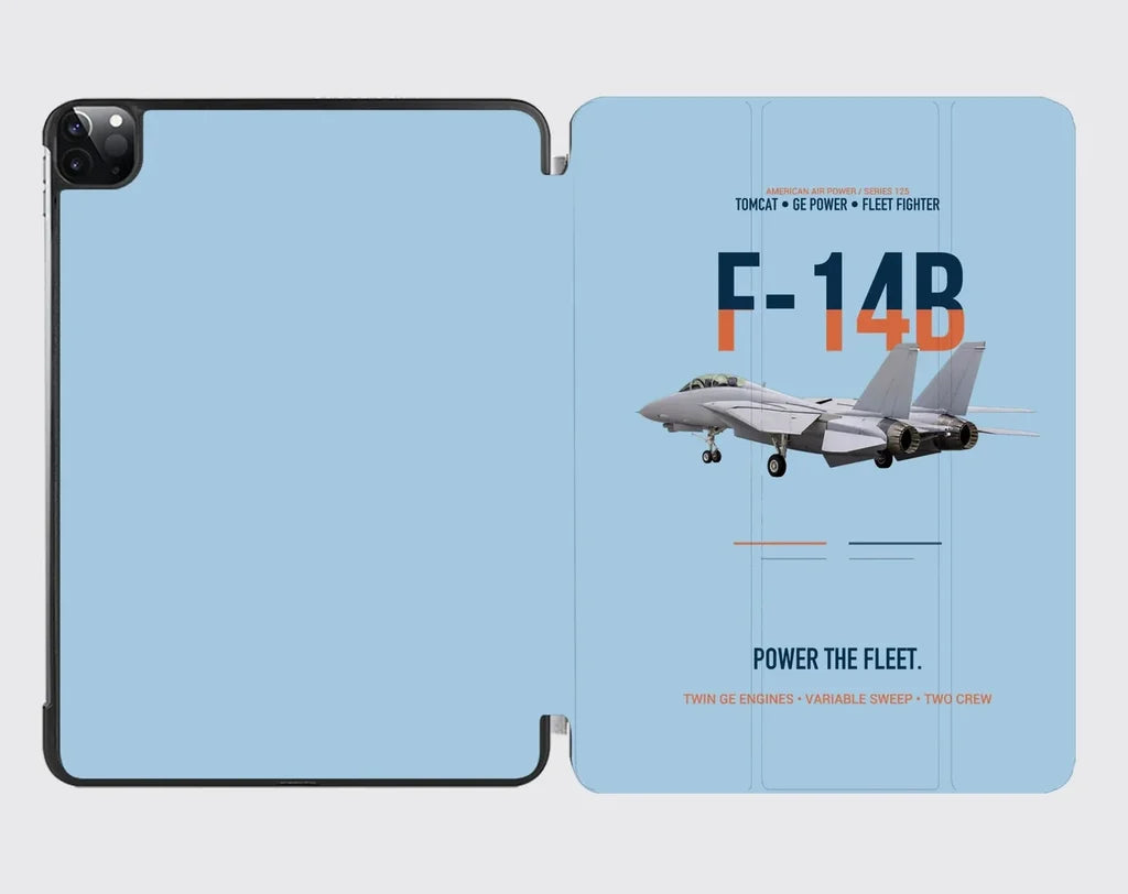 F-14B Tomcat Power The Fleet design on light blue ipad tablet case