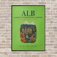 Thumbnail for Albany International Airport ALB vertical canvas print - framed - light green background