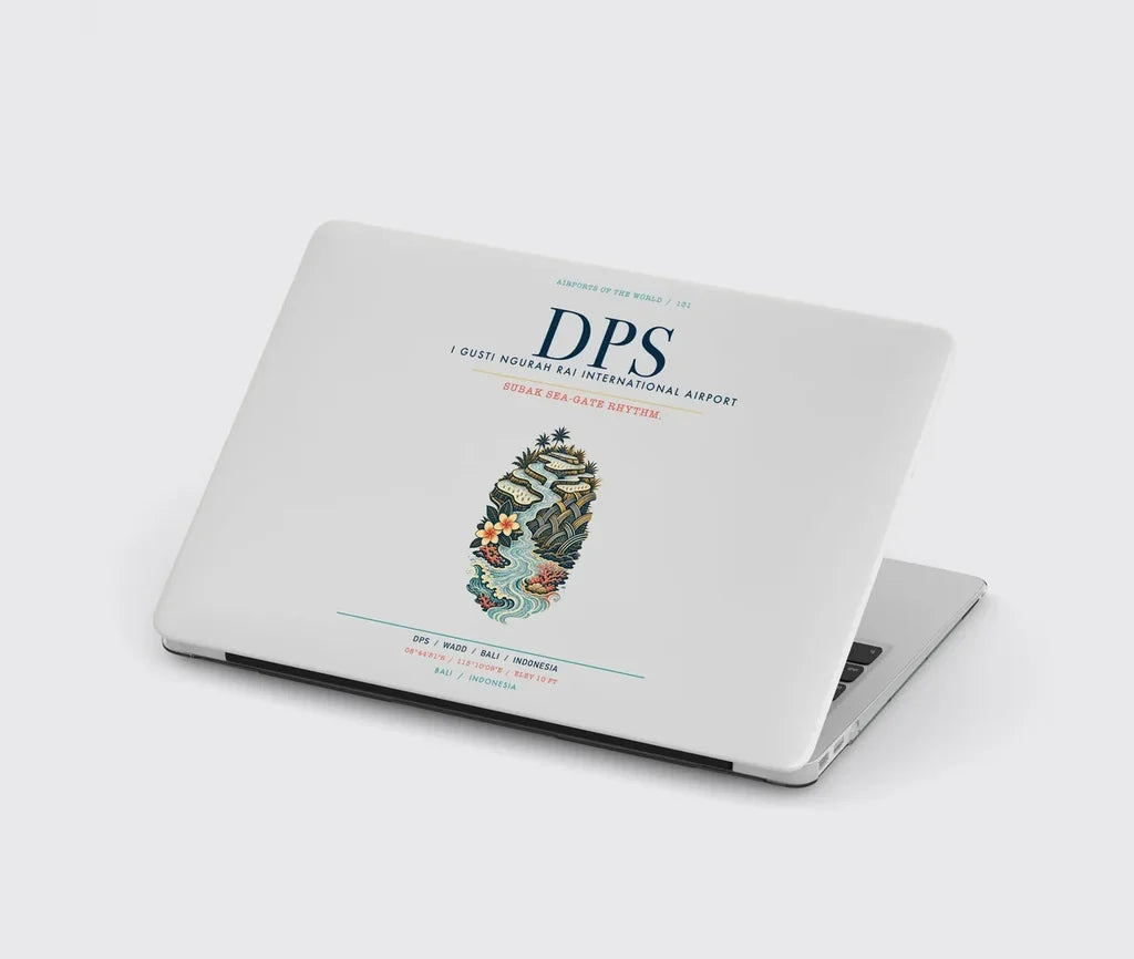 I Gusti Ngurah Rai International Airport Bali (DPS) design on light gray MacBook case