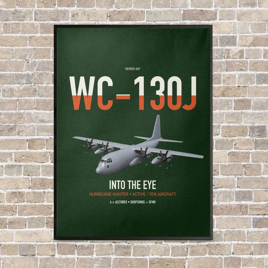 WC-130J Hurricane Hunter vertical canvas print - framed - dark green background