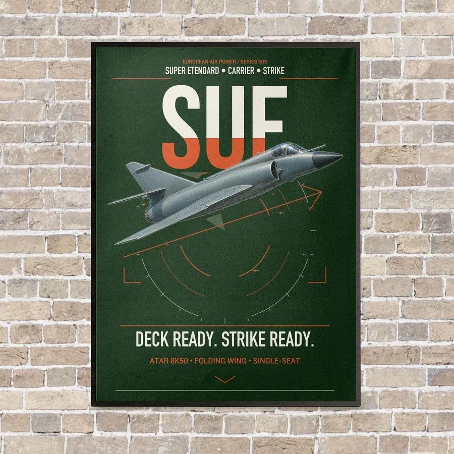 Dassault Super Étendard vertical canvas print - framed - dark green background
