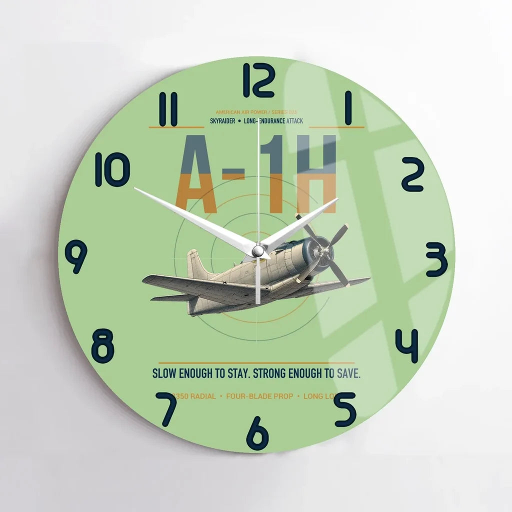A-1H Skyraider design on light green no frame wall clock